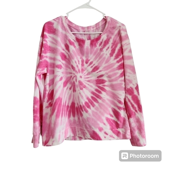 Tye-dye Tops - Pink & White tye dye sweatshirt